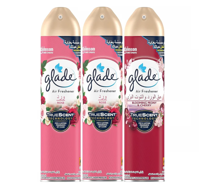 عبوة اقتصادية من معطرات الهواء برائحة الورد والفاوانيا المزهرة والكرز من جليد، 3 × 300 مل