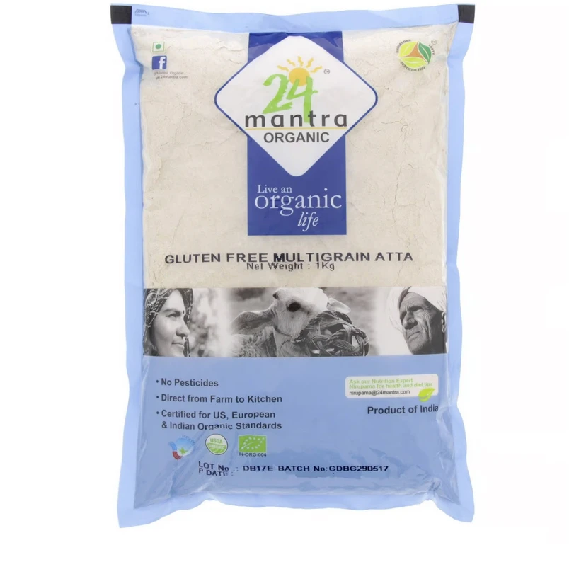 ٢٤ مانترا دقيق عطا متعدد الحبوب العضوي خالي من الجلوتين ١ كجم