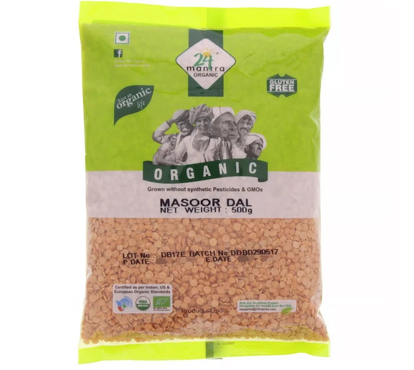 24 مانترا عدس أحمر عضوي 500 جم